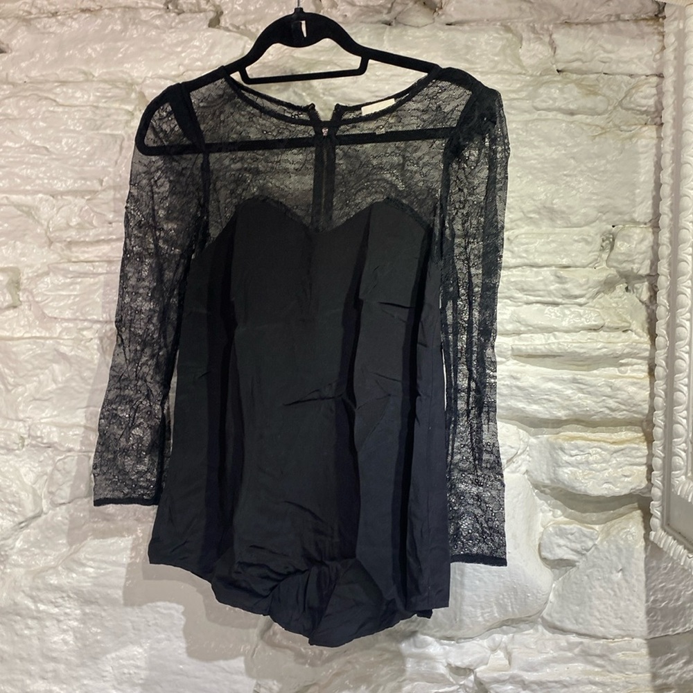 Long Sleeve Black Lace Reiss Top